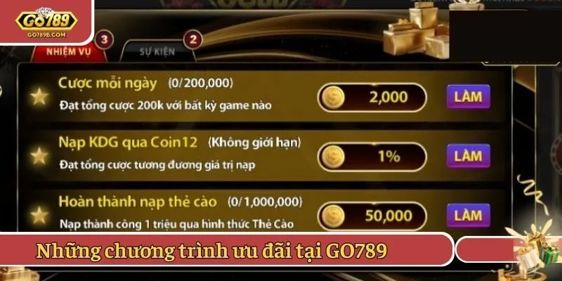 Những chương trình ưu đãi được yêu thích tại GO789 